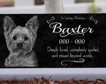 Personalized Upright Pet Memorial Stone Cat Dog Custom Photo Grave Marker Granite Opt. Indoor-Outdoor Base Stand Your Pet's Photo.