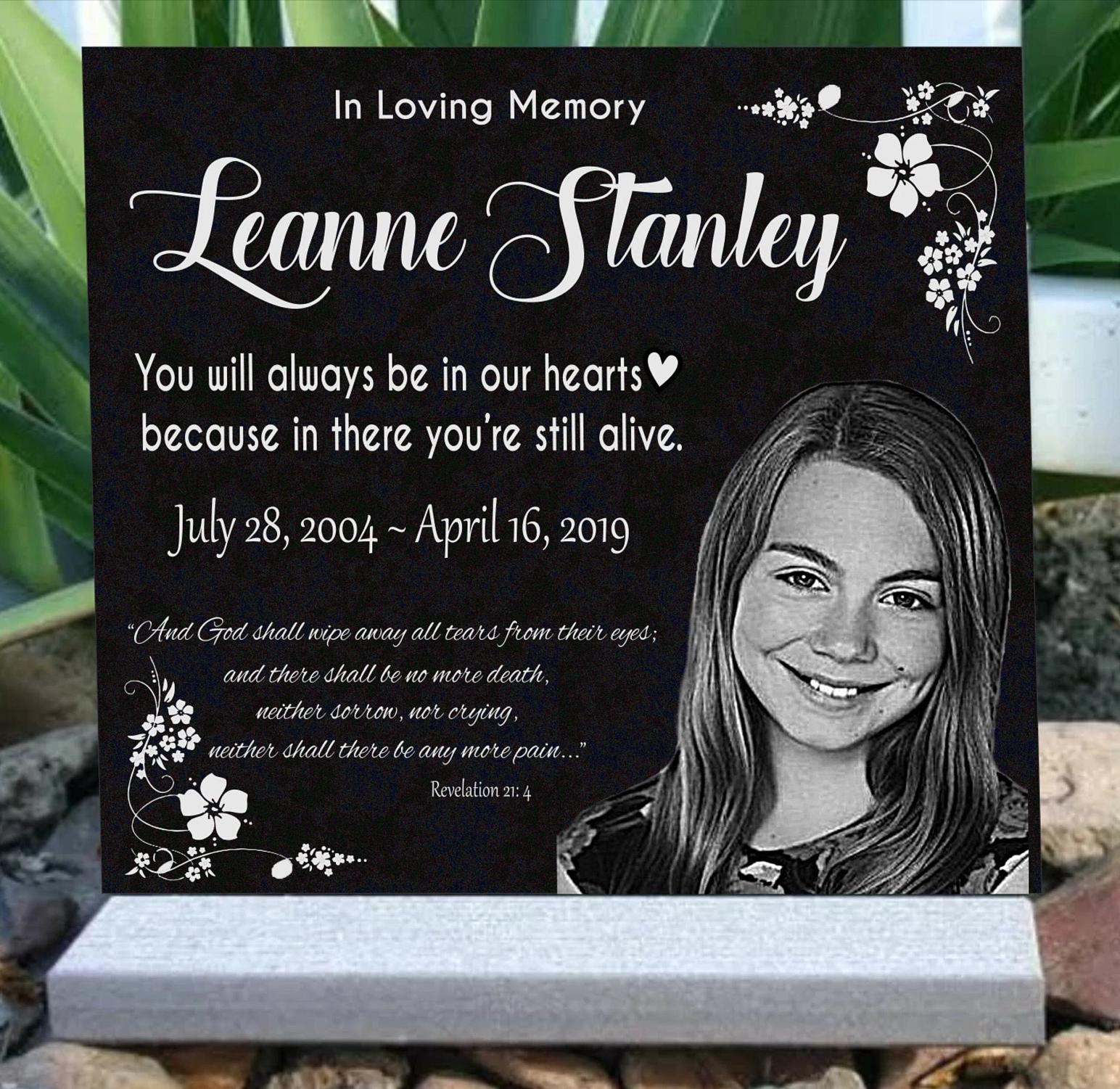Engraved Granite Memorial Stone with Photo: Custom Family Headstone 12 x 12 Large Tombstone