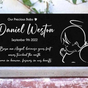Baby Memorial Headstone / Infant Loss Engraved Plaque / Temporary Black Granite Garden Stone/Outdoor