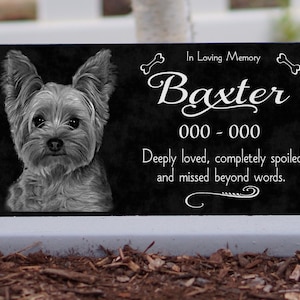 Custom Engraved Granite Pet Memorial Headstone: Dog Grave Marker with Photo
