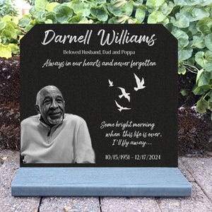 Custom Memorial Headstone Engraved Granite  Affordable Grave Marker Personalized Photo Indoor/Outdoor Family Tombstone