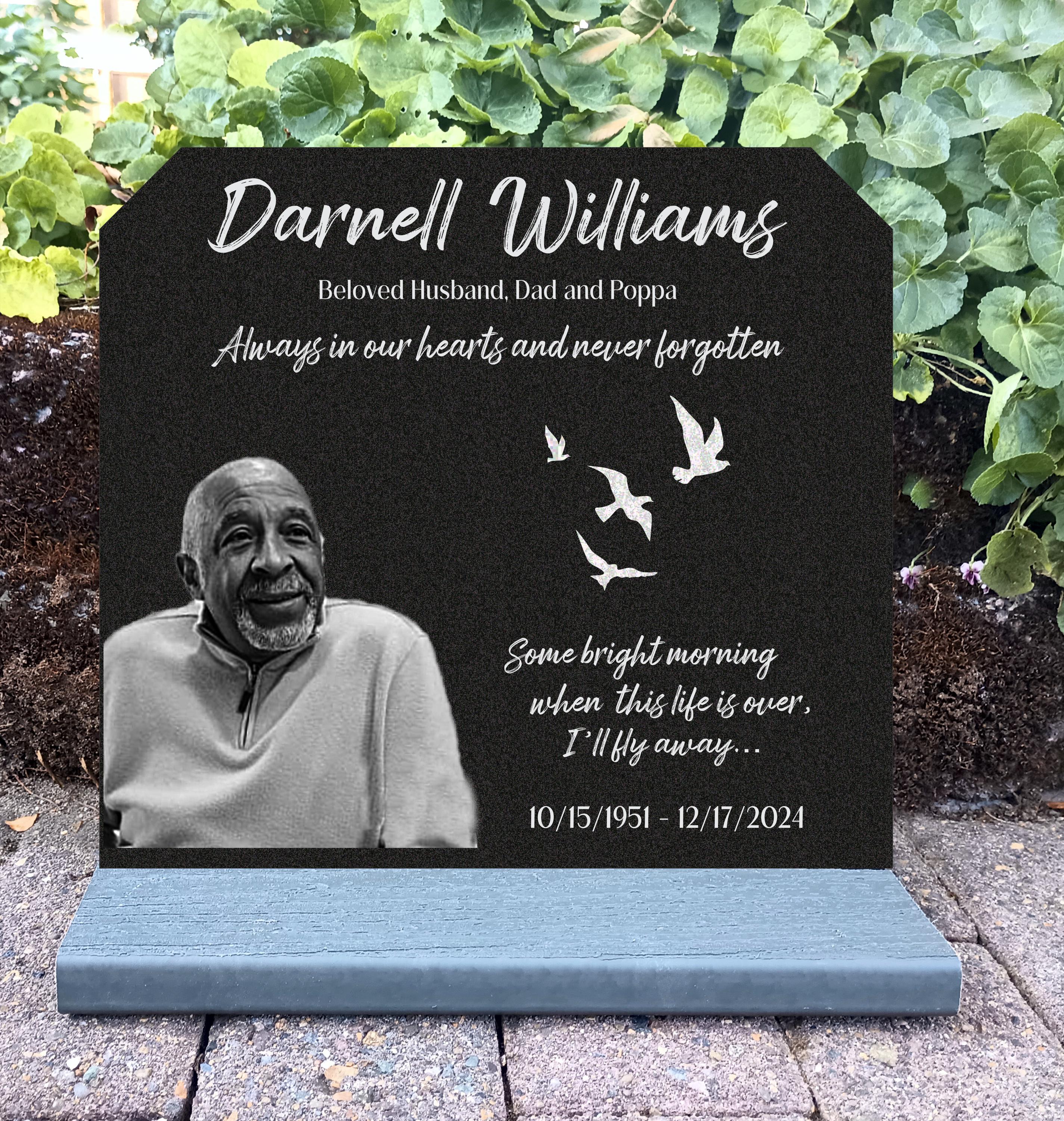 Custom Memorial Headstone Engraved Granite  Affordable Grave Marker Personalized Photo Indoor/Outdoor Family Tombstone