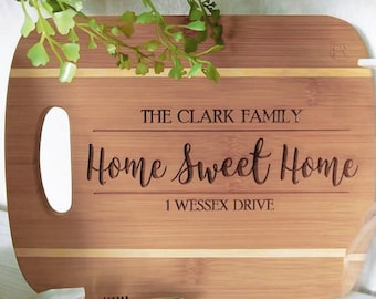 Personalized Home Sweet Home Cutting Board Engraved New Home Gift Realtor Closing gift Hostess Gift