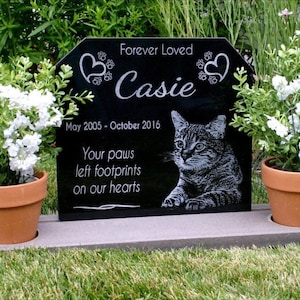 Personalized Pet Memorial Headstone: Engraved Granite Tombstone with Photo