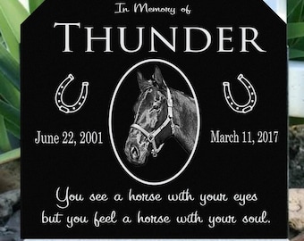 Personalized Horse Memorial 6x12 Bentley Granite Stone Pet Grave Marker