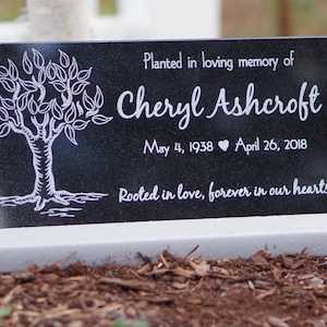 Engraved Granite Tree Memorial Plaque: Outdoor Garden Stone