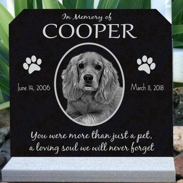 Pet Memorial Granite Headstone FREE SHIPPING with Custom PHOTO Large 12 x 11" Stone