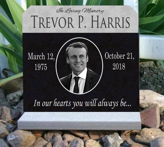 Human Memorial Plaque Granite Tombstone With Photo Custom Etsy