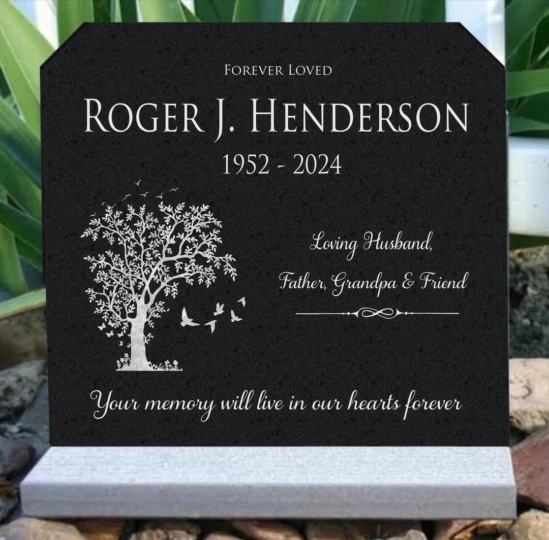 Free Design Personalized Human Memorial Stones, Black Granite Headstone Gifts For Someone Who Lost A Loved One Pet Cat Dog