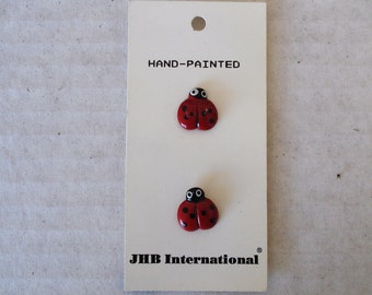 JBL INTERNATIONAL Lady Bug Hand Painted Buttons.