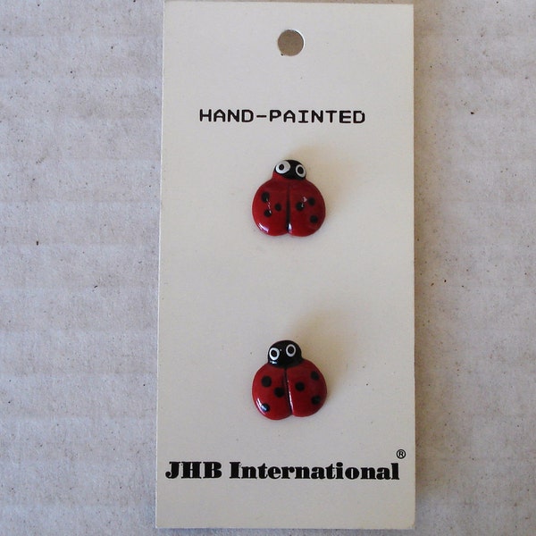 JBL INTERNATIONAL Lady Bug Hand Painted Buttons.