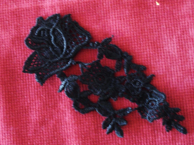 Venice lace embroidery appliqus in black color  etsy