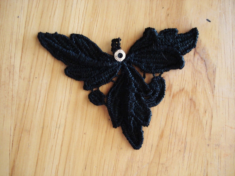 Venice lace embroidery appliqus pair in black color  etsy