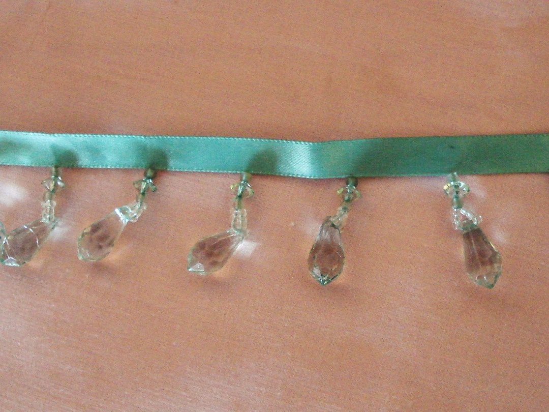 1 Yard Beaded Fringe Trim in Pastel Green Color 1 1/2 Inches Wide. Etsy