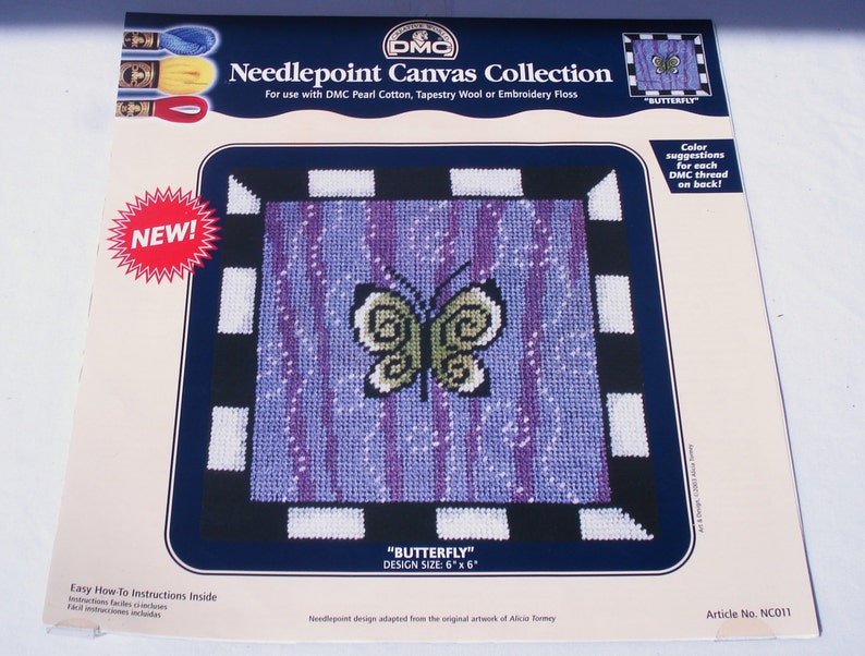 DMC Needlepoint Canvas Collection Design Article NC011 Butterfly. image 1