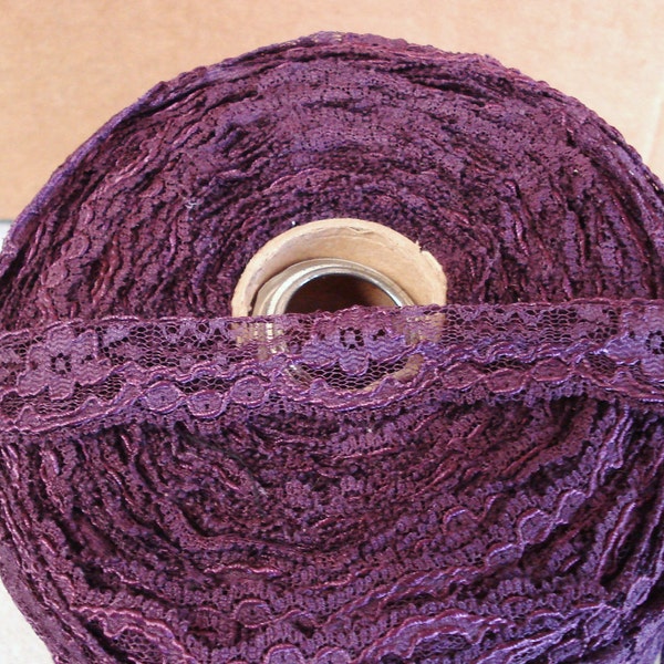 Corded Lace Trim In Plum Color 1" Wide.