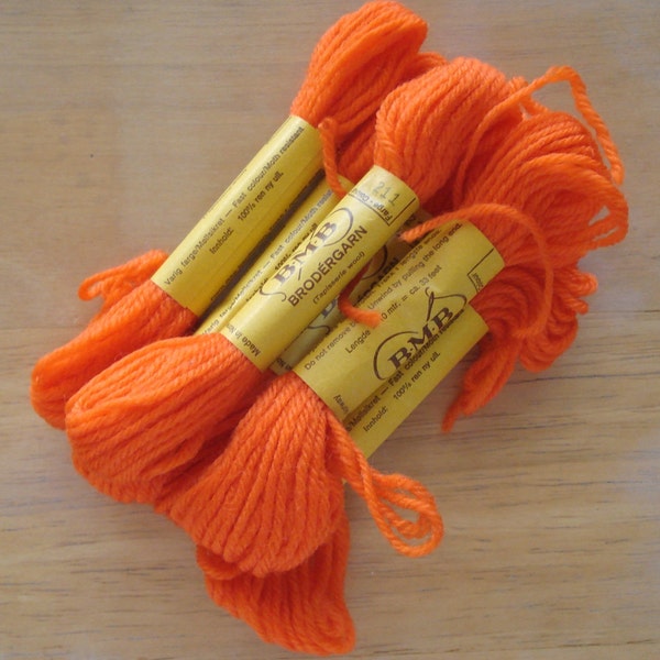 BMB Norwegian Tapestry Wool 2 Skeins Neon Orange Color 211.