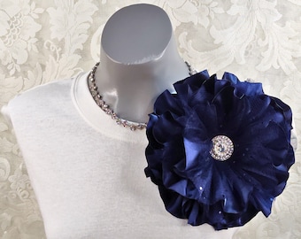 Navy Blue Satin Corsage