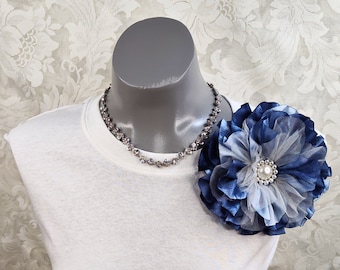 Small Navy Blue Satin Corsage