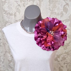 Large Magenta Satin Corsage