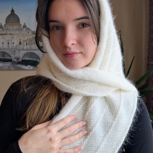 Niebiesko-biały trójkątny szal z kaszmiru, miękki dzianinowy szalik zimowy dla kobiet, prezent na Dzień Matki