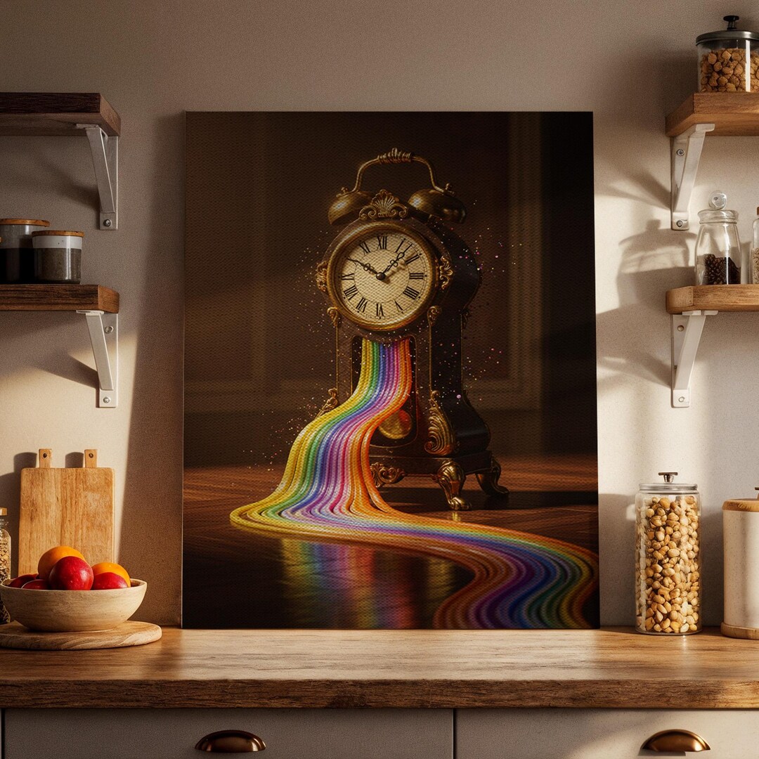 Surreal Melting Clock Canvas Art, Vintage Time Illustration With ...