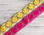 Net Fabric Trim-Multi Colour Embroidered Sari Border-Silk Sari Fabric-Dupattas,Quilt Silk Ribbon-Indian Fabric-Table Runner-Lehengas-Skirts