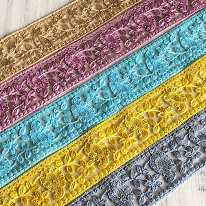 Saree Border Indian Lace Trim op maat gesneden, geborduurd lint Sari Fabric Trim-Table Runner-Art Quilt stof trim Sari Border Silk Fabric