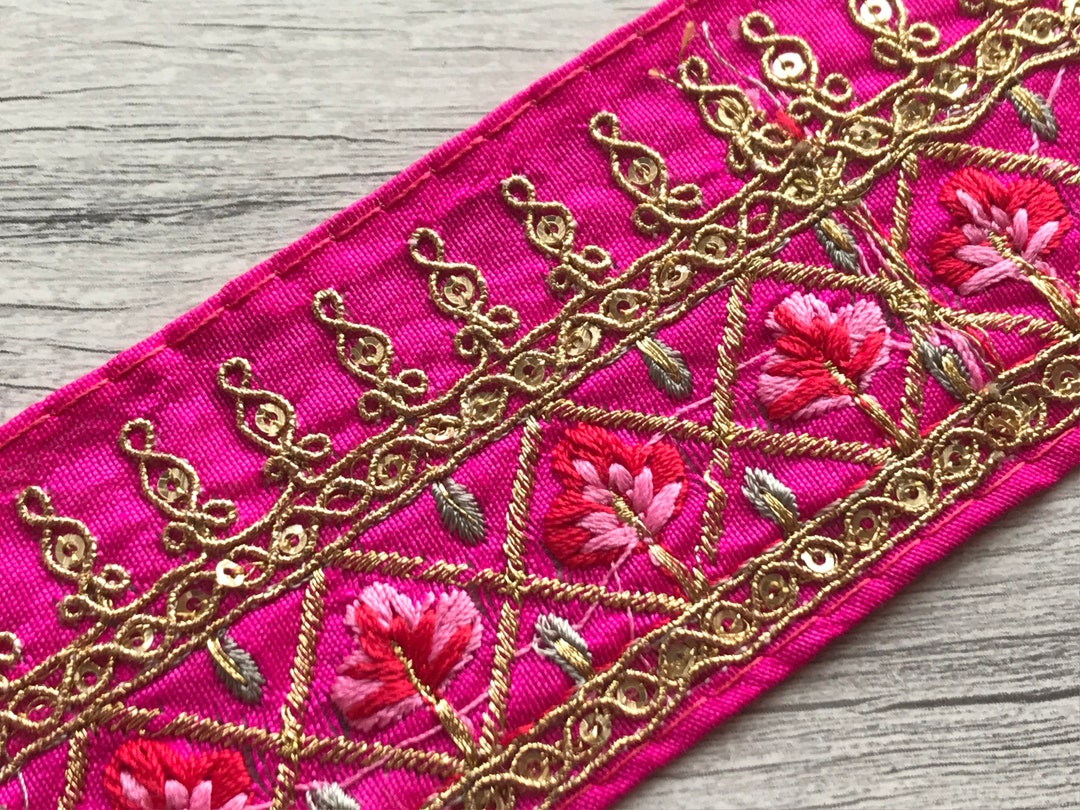Sari Fabric Trim-multi Colour Embroidered Saree Border Trim - Etsy