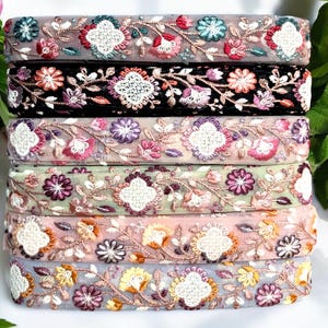 Netstof Saree-rand Indiase kantversiering op maat gesneden, Sari-stofbekleding - tafelloper - kunst quiltstofafwerking Sari-rand zijdestof