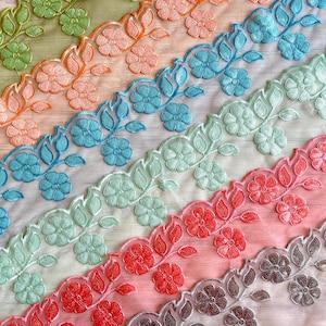 Net Stof Trim gesneden op maat-Geborduurd Lint Sari Stof Trim-Tafel Runner-Art Quilt stof Trim-Zijde Sari Rand Trim-Zijde Stof Trim