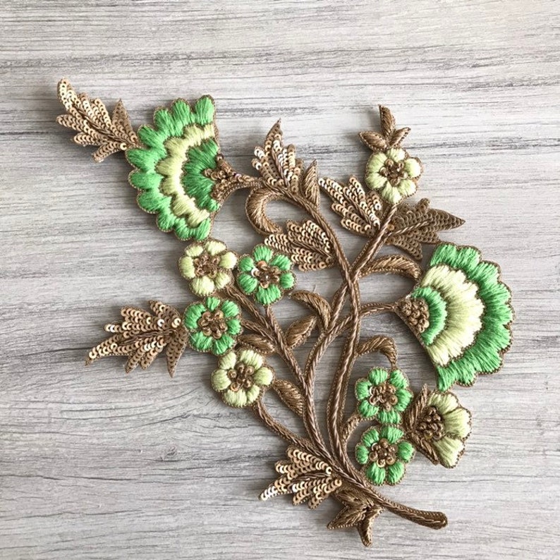 Floral Design Fabric Pearls AppliquéSew on AppliqueSilk Etsy