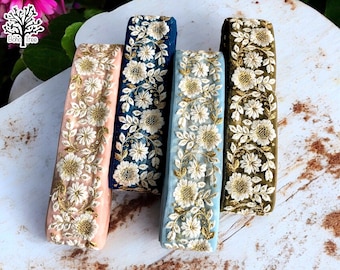 Floral Embroidered Sari Border, Indian Silk Fabric Trim