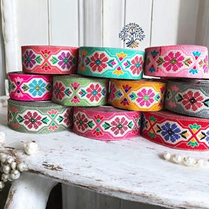 Borda de sari com acabamento em tecido jacquard floral brocado indiano, perfeito para coleiras de cachorro, decoração de casa de férias boho, caminho de mesa