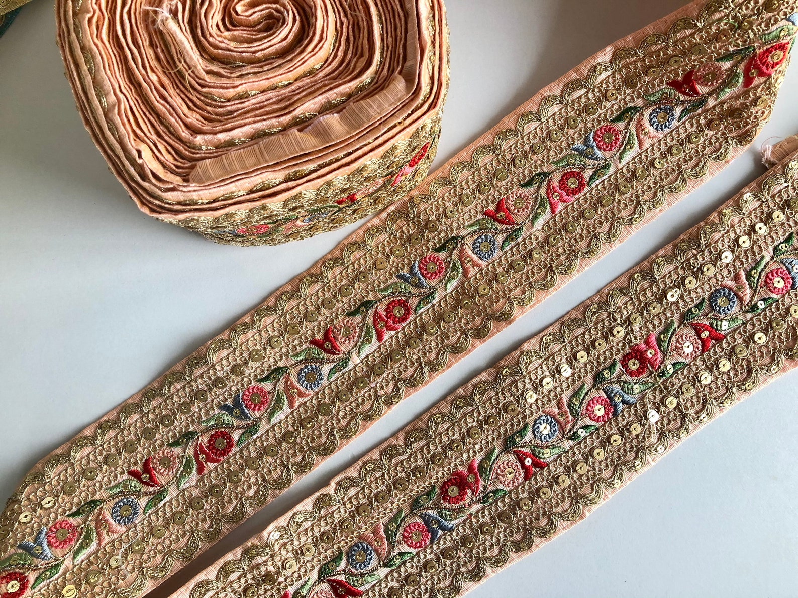 Embroidered Indian Trim by the Yard Indian Fabric Trim Sari - Etsy