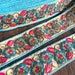 1 Yard Beige Fabric Embroidered Trim-Multi Colored Embroidered Floral Trim-Off White Silk Sari Border-Art Quilts Silk Ribbon By The Yard