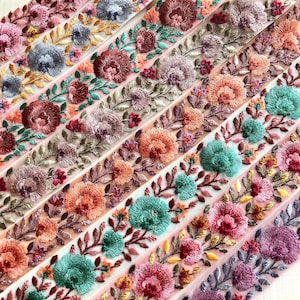 Indiase kantrand op maat gesneden, geborduurd lint netstofafwerking - tafelloper - kunst quiltstofafwerking - zijden Sari-randafwerking - zijdestofafwerking