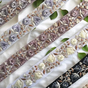 Veelzijdige Saree-randafwerking van netstof met Indiase kant en zijden accenten - Op maat gesneden. Verbeter Sari, tafellopers, kunstquilts en meer!