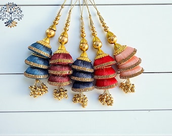 1 stuk-handgemaakte kwasten-5 inch-CHARMS en decoratie-pom pom-kwastje-kameel swag-jingle bells-kralen-stenen-bruiloft lehenga dupatta latkan