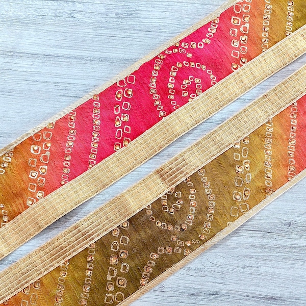 Embroidered Indian Trim By The Yard Indian Fabric Trim Sari Border Craft Ribbon Sari Fabric Trimming Sewing Tape, Costume trim Silk Ribbons