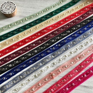 Netzstoff Borte-Sari Borte-Sari Seide Borte-Sari Stoff-Dupattas,Quilt Seidenband-Indischer Stoff-Tischläufer-Lehengas