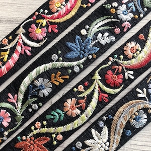 Embroidered Fabric Ribbon Trim, Wedding Dress, Sari Border, Saree Fabric, Art Quilt, Indian Trim By The Yard, Table Runner