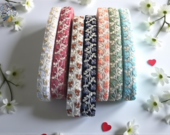 Embroidered Floral Net Fabric Trim, Sari Border, Indian Lace By The Yard