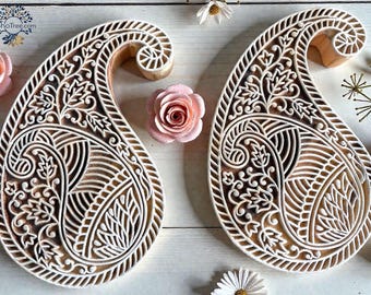 Sellos de madera con impresión en bloque india - Bloques de impresión tallados a mano - Impresión en bloque de tela DIY - Sellos para diario de arte - Sellos para álbumes de recortes
