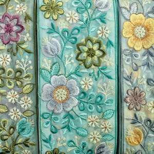 Net Fabric Saree Border Indian Lace Trim cortado a medida, Sari Fabric Trim-Table Runner-Art Quilt fabric trim Sari Border Silk Fabric