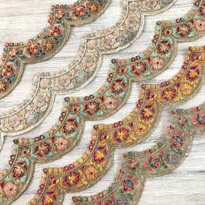 Organza Fabric Trim, Embroidered Sari Border-Silk Sari Fabric-Dupattas,Quilt Silk Ribbon-Indian Fabric-Table Runner-Lehengas