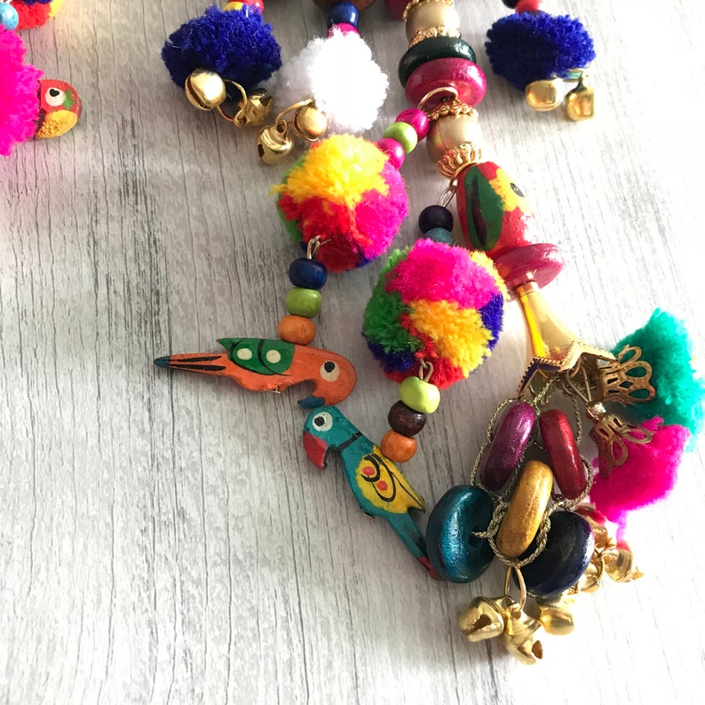Wedding Lehenga Dupatta Latkan-Multi colored Pom Pom Ethnic Tassel-Gypsy Kutch Tassels-CHARMS /& Decoration-Beads Stones mirror camel swag