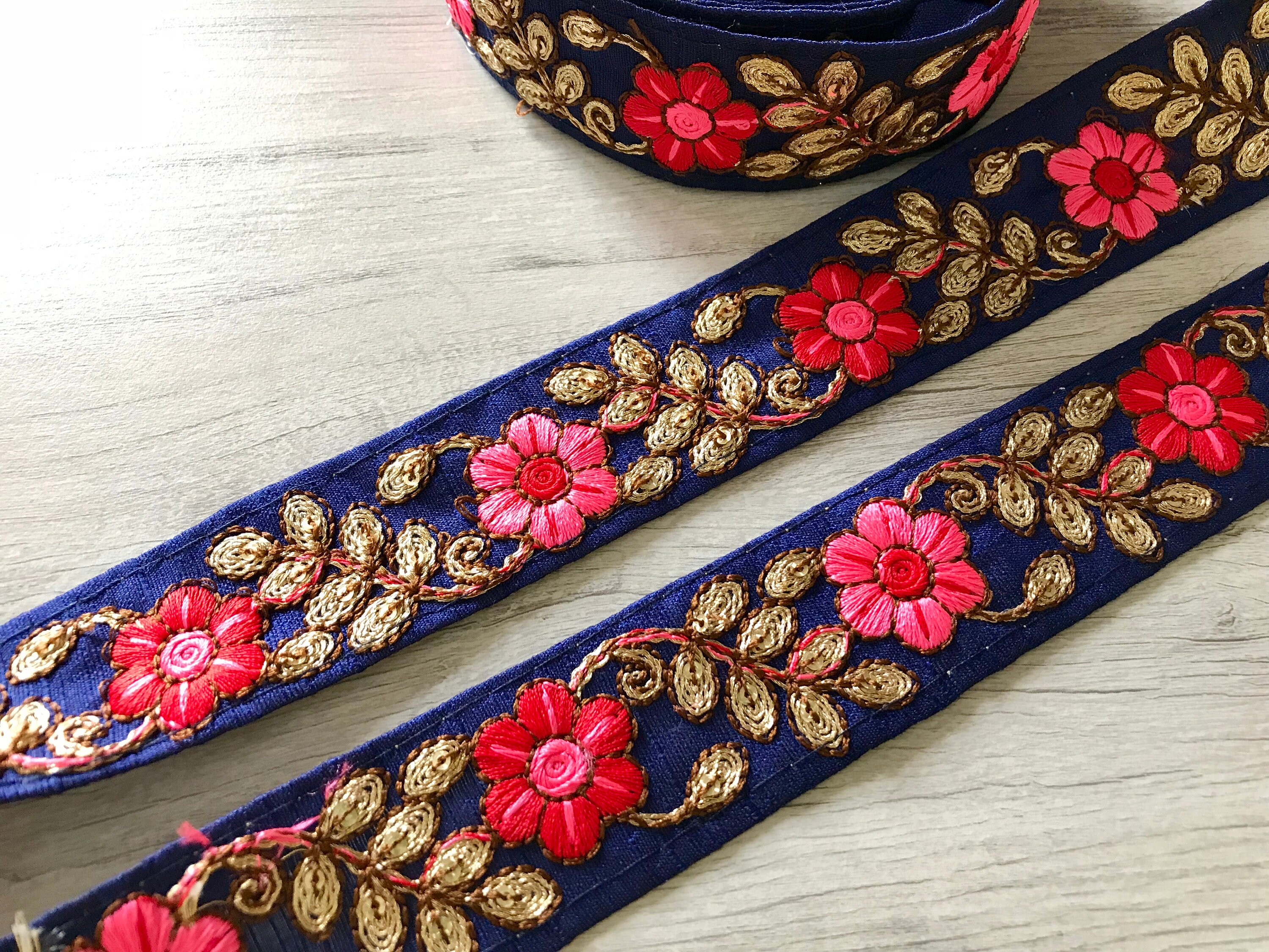 Indian Lace Trim By The Yard embroidered Ribbon Sari Fabric Etsy