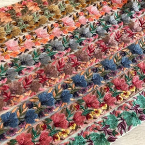 ネット生地 インドレーストリム 1ヤードあたり - 刺繍リボン サリー生地トリム - テーブルランナー - アートキルト生地トリム サリーボーダー シルク生地