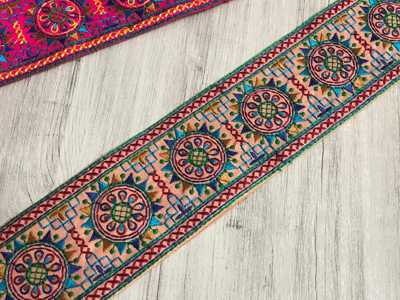 Sari Border Lehenga Fabric Dupatta Lace Embroidered Saree Trim Indian Silk Fabric Trim Floral Design Sari Fabric Trim By The Yard